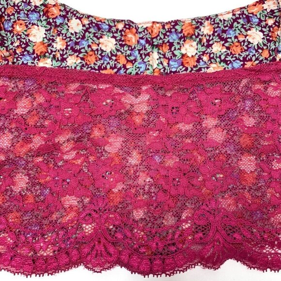 Free People Floral Lace Cropped Bandeau Top Sheer Back - Pink/Multicolor, Sz Sm - Picture 5 of 8